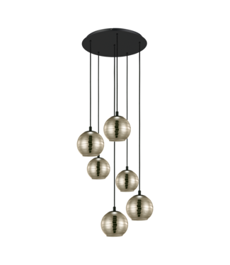 Stars Of Light Hanglamp Lemorieta staal zwart / glas gestoomd goudkleuren