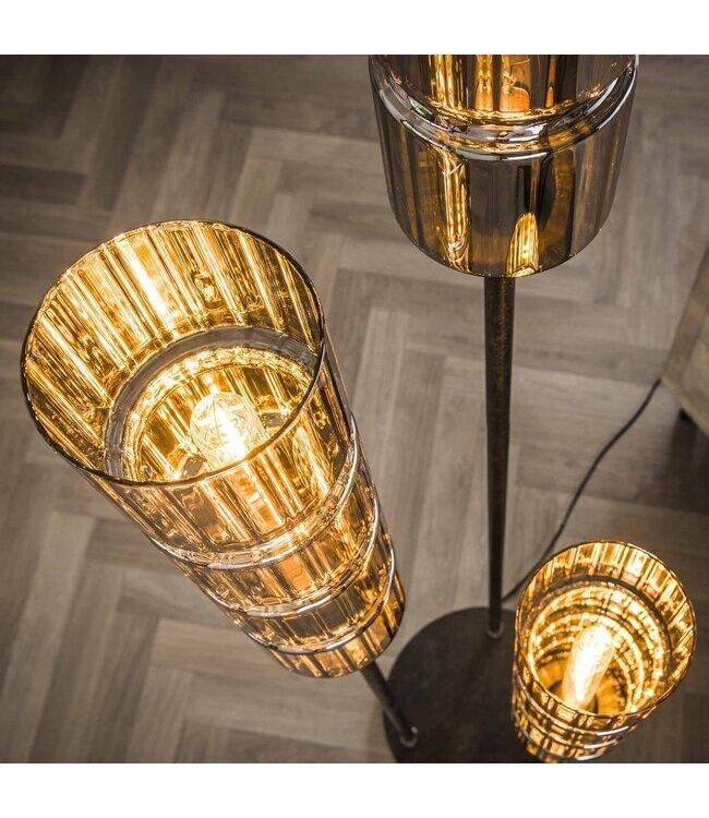 Rispens Vloerlamp 3L getrapt cylinder glas