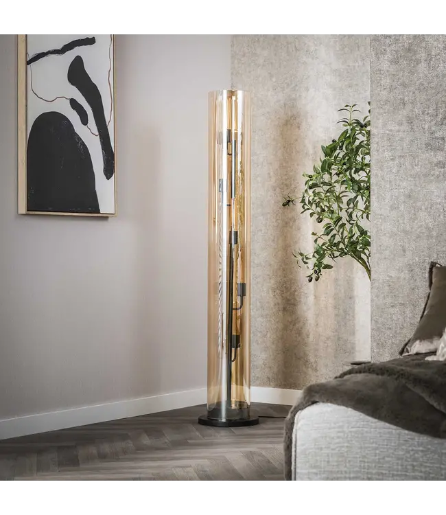Rispens Vloerlamp 5L tube amber glas