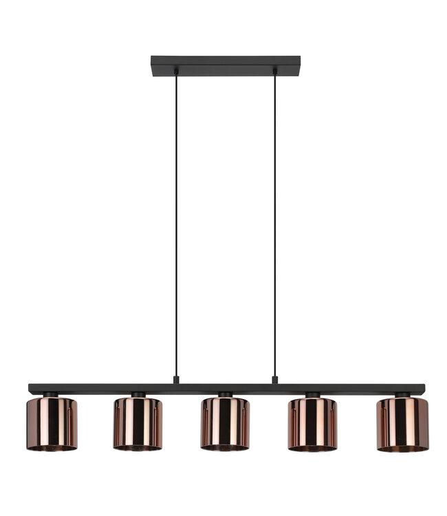 Eglo Cadley hanglamp staal koperen / glas gestoomd zwart-transparant