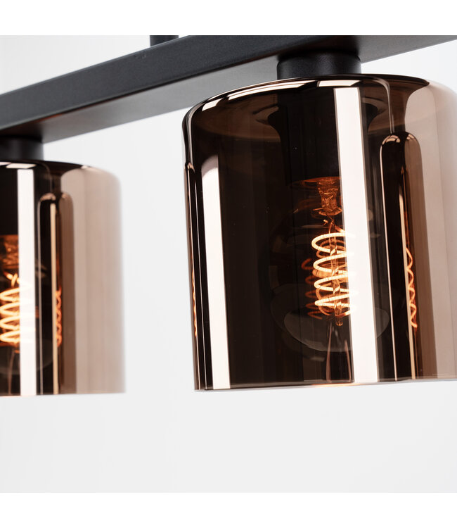 Eglo Cadley hanglamp staal koperen / glas gestoomd zwart-transparant