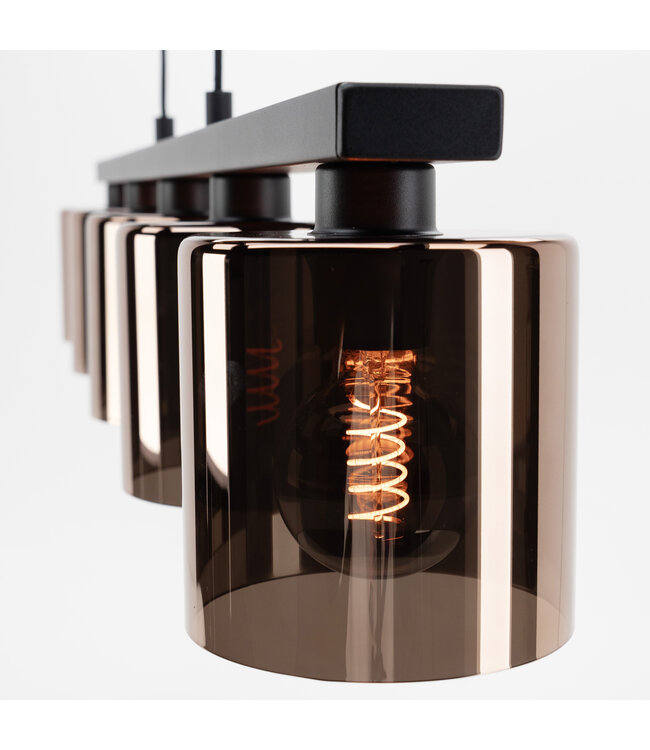 Eglo Cadley hanglamp staal koperen / glas gestoomd zwart-transparant