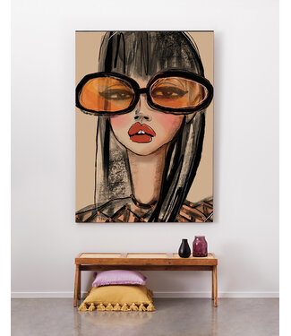 urban cotton Sunny Orange Medium Wand Kleed met frame 110x145