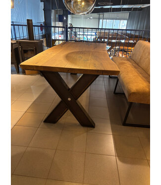 Rispens Eetkamertafel Boomstam  met X-poten 220x100 cm