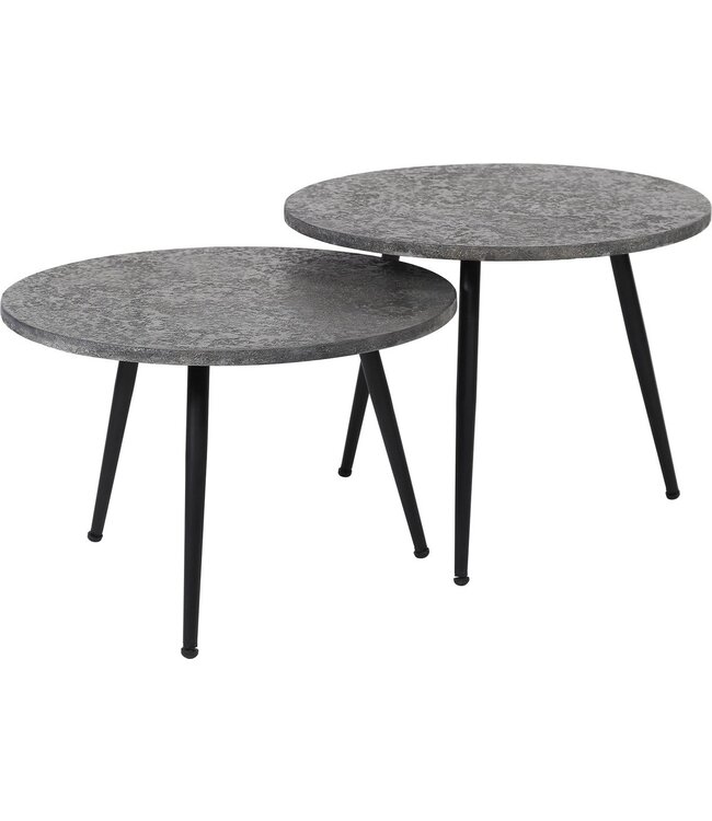 Rispens Salontafel Ø55 set van 2 metallic ronde buis/grijs
