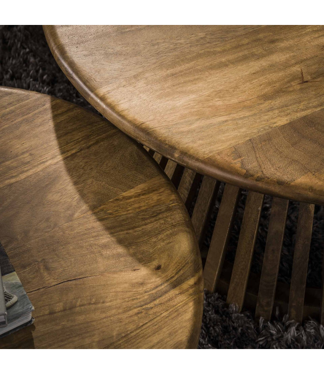 Rispens Salontafel set/2 tweak conisch / massief mango zandkleur