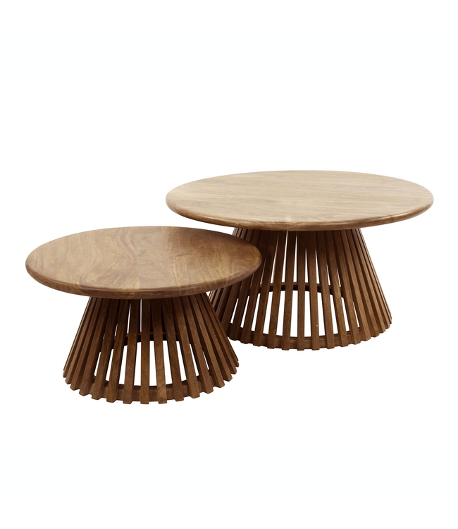 Rispens Salontafel set/2 tweak conisch / massief mango zandkleur