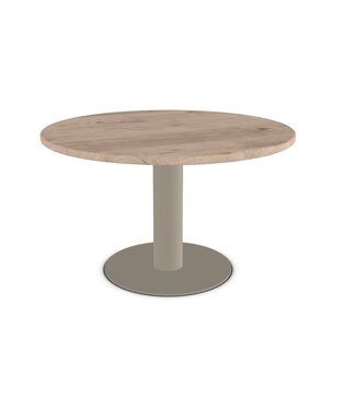 Eetkamertafel 998 130x4 cm opdik rond bolle rand (KM019) met onderstel (963) Magnum