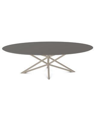Eetkamertafel ovaal HPL 1153 240x120 cm  (MUD) met onderstel (965) Magnum
