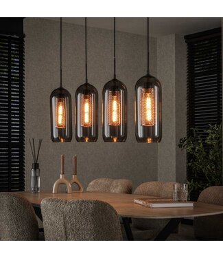 Rispens Hanglamp 4L smoke glas-geperforeerd staal / Artic zwart Zijl