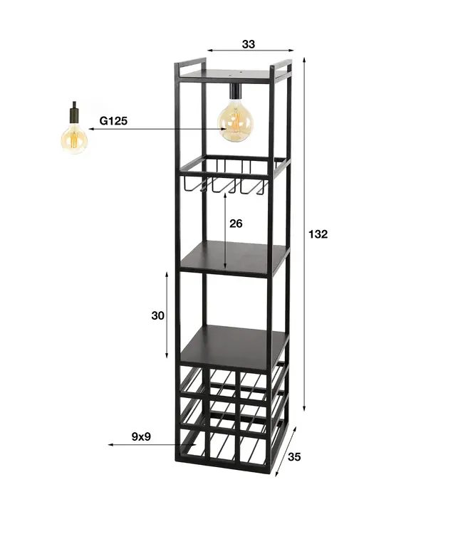 Rispens Wijnrek met Lamp Decorate