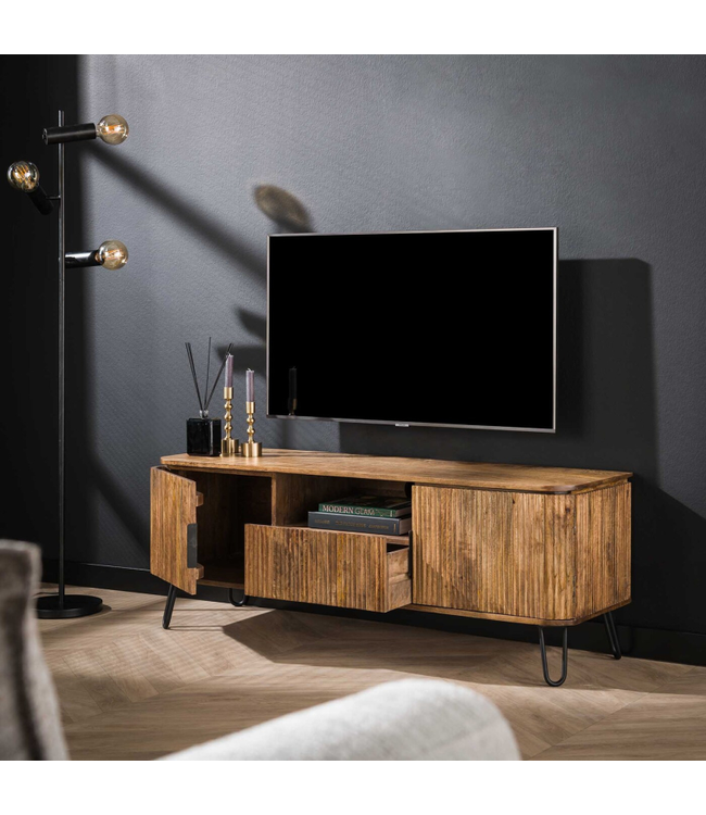 Rispens TV-meubel wave massief mango zandkleur