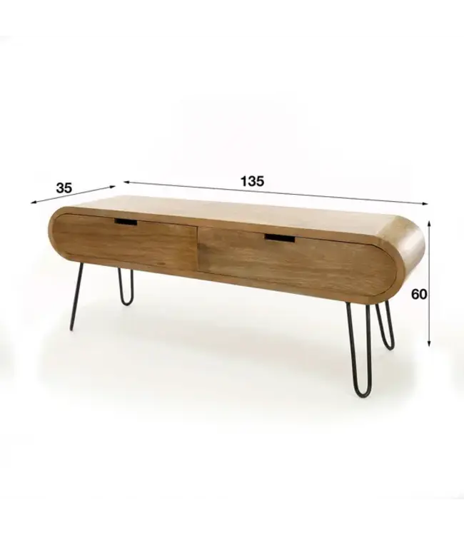 Rispens TV-meubel Barrel 2 Laden 135 cm