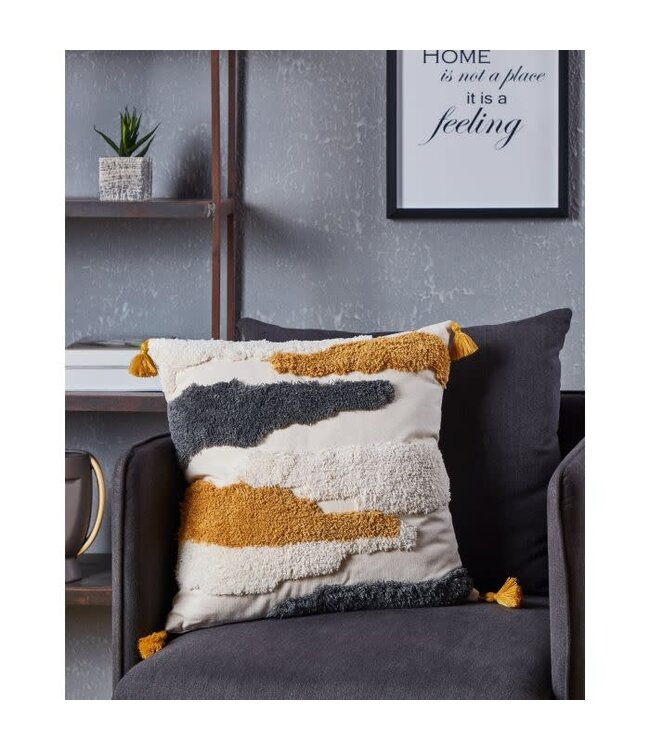 Eglo Living Kussen Creme/okergeel/grijs Chevery 45x45 cm