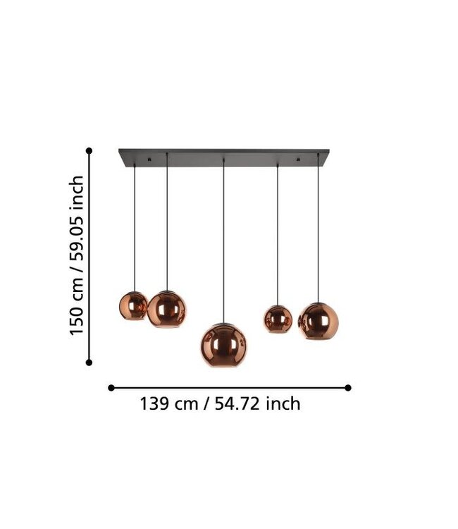 Stars Of Light Hanglamp Cordoba Zwart/Koper/Glas 5 L