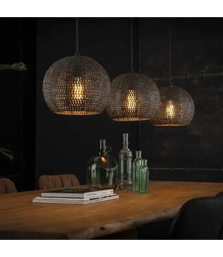 Rispens Hanglamp 3x Ø26 armor half rond / Zwart bruin