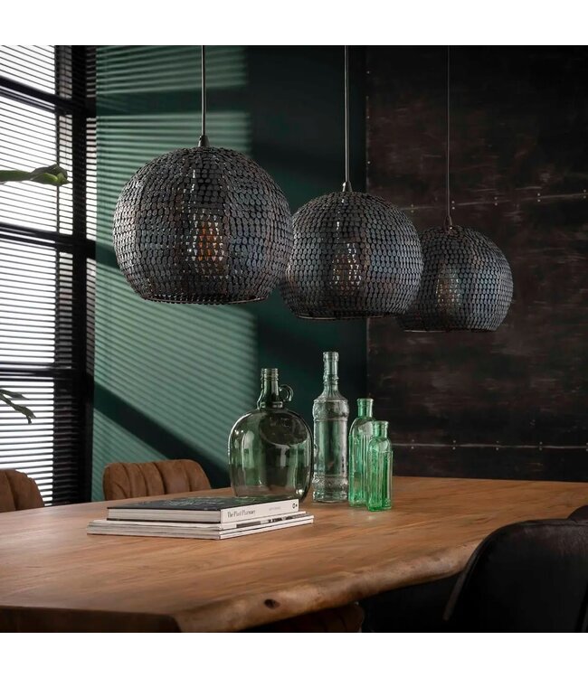 Rispens Hanglamp 3x Ø26 armor half rond / Zwart bruin