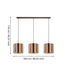 Eglo Hanglamp Saganto 3L – Bruin met koper – Klassiek & modern design – Eglo