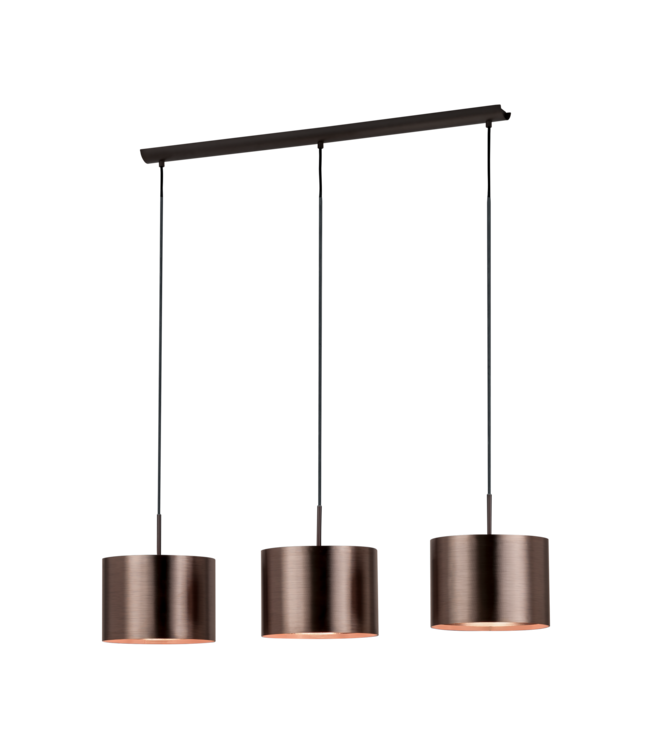 Eglo Hanglamp Saganto 3L – Bruin met koper – Klassiek & modern design – Eglo
