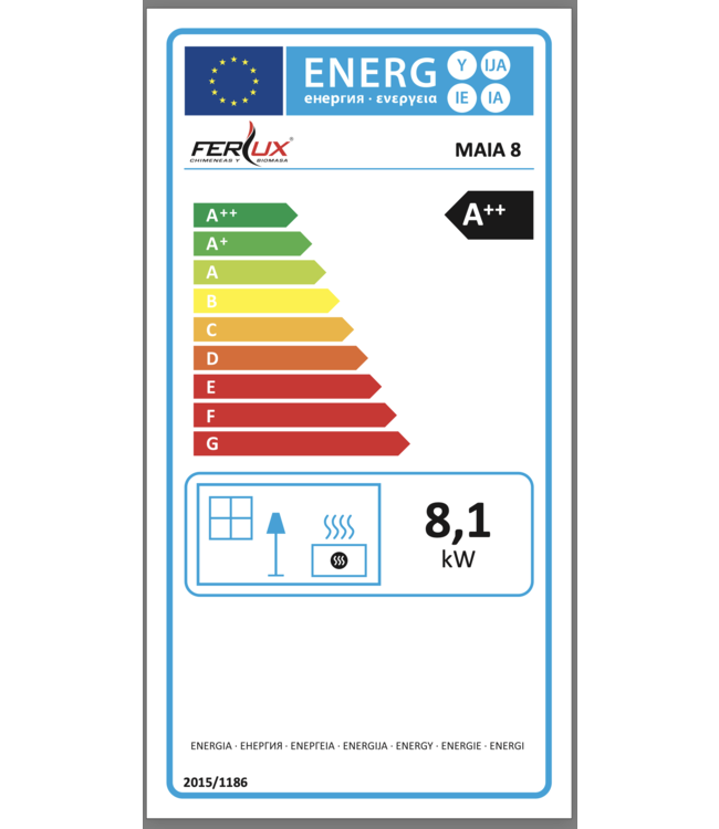 Ferlux Ferlux Pelletkachel Maia 8 kW Zwart – Efficiënte en stille verwarming in modern design