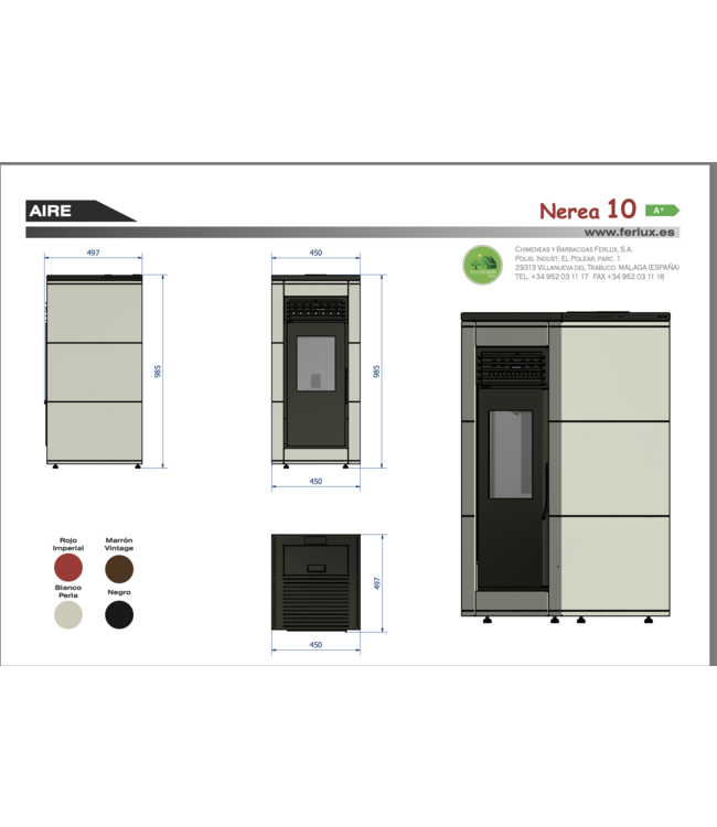 Ferlux Ferlux Pelletkachel Nerea 10 kW Zwart – Krachtige en stille verwarming voor grotere ruimtes