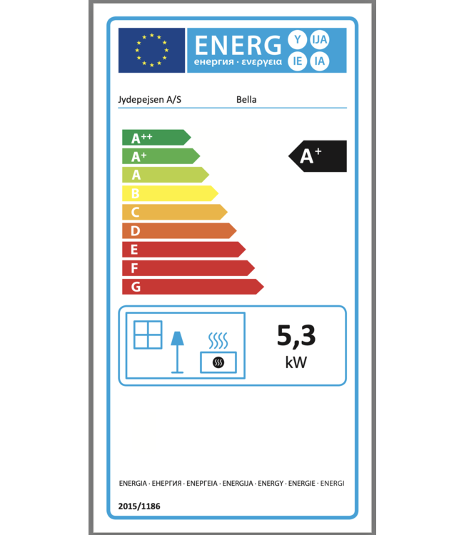 Jydepejsen Jydepejsen Bella Hoog 5 kW Zwart – Slanke houtkachel voor compacte en stijlvolle verwarming