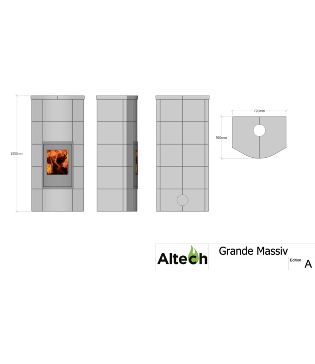 Altech Altech Massiv (5 lagen) Houtkachel – Massieve speksteenkachel met unieke warmteopslag