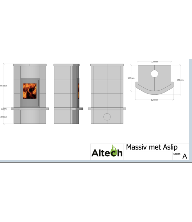 Altech Altech Massiv Klein (4 lagen) Houtkachel – Compacte massieve speksteenkachel met langdurige warmteopslag