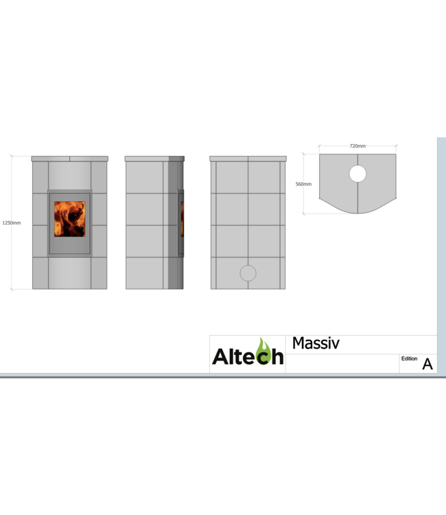 Altech Altech Massiv Klein (4 lagen) Houtkachel – Compacte massieve speksteenkachel met langdurige warmteopslag