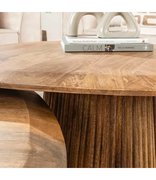 Rispens Salontafelset Wave – Set van 2 driehoekige tafels in zandkleurig mangohout