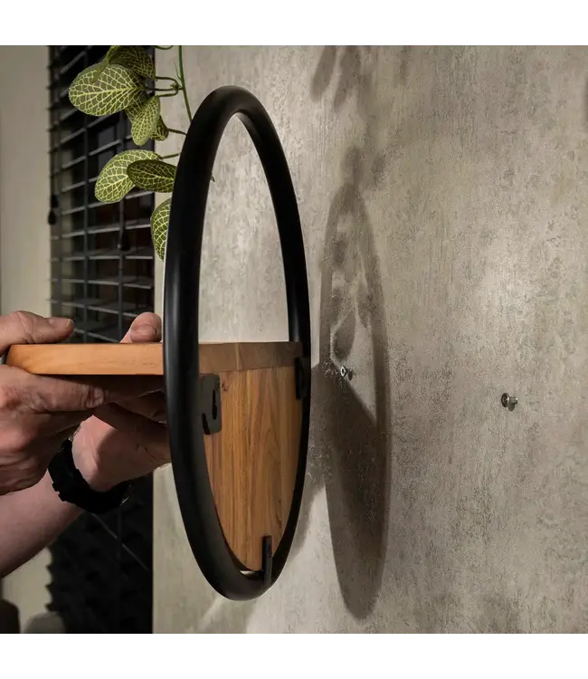 Rispens Wandschap Round – Set van 3 ronde wandplanken van acaciahout en metaal