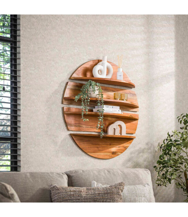 Rispens Wandschapset 4-delig Rond – Massief Margosa (neemhout) – Duurzaam en stijlvol wandmeubel