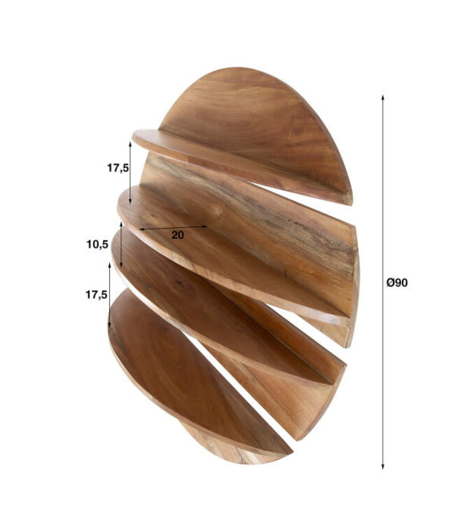 Rispens Wandschapset 4-delig Rond – Massief Margosa (neemhout) – Duurzaam en stijlvol wandmeubel