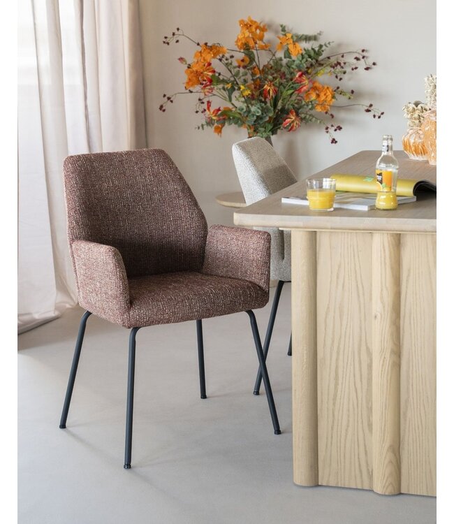 Eleonora Eetkamerstoel Indy – Rood Donna – Met armleuningen en metalen onderstel – Eleonora