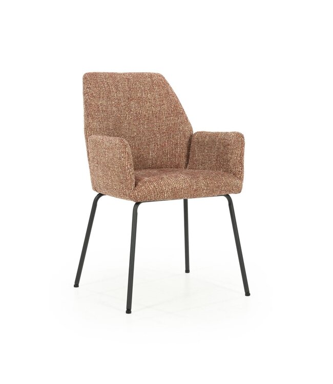 Eleonora Eetkamerstoel Indy – Rood Donna – Met armleuningen en metalen onderstel – Eleonora