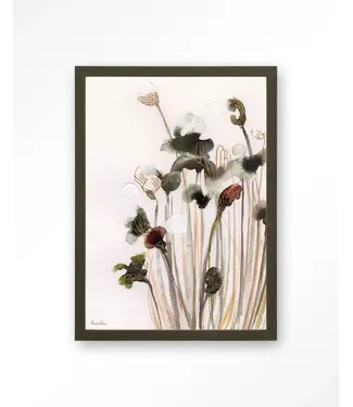 urban cotton Art Print 40x50 cm Wooden Frame Dark Brown Pastel Flowers 2