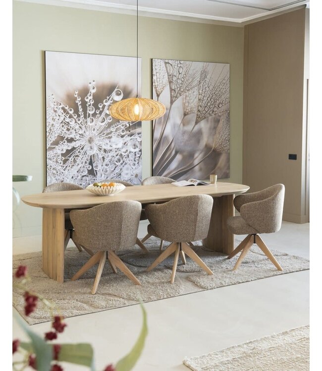 Eleonora Eetkamerstoel Connor Naturel-Bruin – Draaibaar – Eiken & Stof Donna – Eleonora