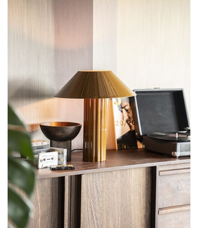 By-Boo Tafellamp Pallas Mustard – By-Boo – Geglazuurd ijzer – 39x39x44 cm – Speels design