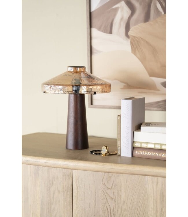 By-Boo Tafellamp Dome – By-Boo – Hout & ijzer – 30x30x34,5 cm – Stoer en sfeervol