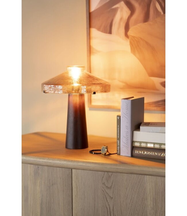 By-Boo Tafellamp Dome – By-Boo – Hout & ijzer – 30x30x34,5 cm – Stoer en sfeervol