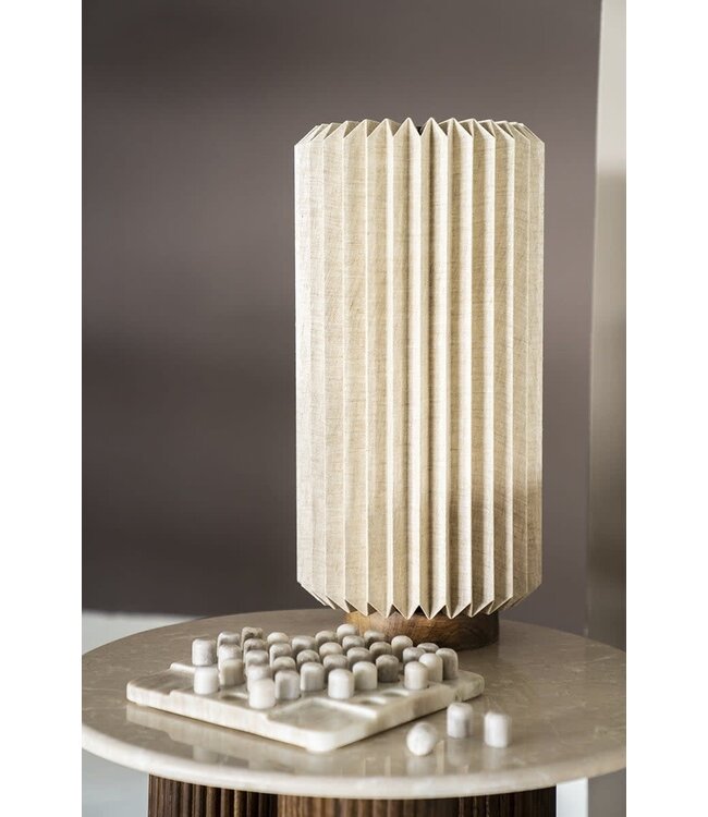 By-Boo Tafellamp Zuki – By-Boo – Papier, linnen & hout – 26x26x62 cm – Natuurlijk design