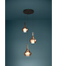 Eglo Hanglamp Almoster – EGLO – Zwart staal en koperkleurig glas – 55 cm Ø – 3x E27 fitting