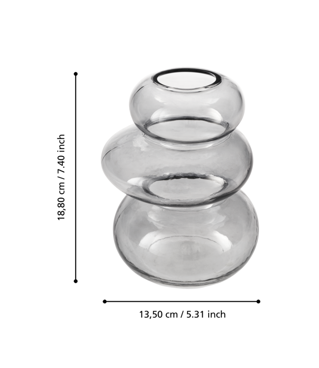 Eglo Living Vaas Shiwuxi – EGLO – Glas grijs transparant – 18,8 cm hoog – Sculpturale vorm