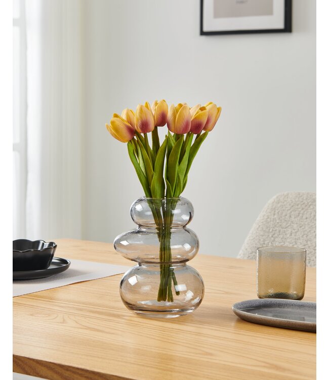 Eglo Living Vaas Shiwuxi – EGLO – Glas grijs transparant – 18,8 cm hoog – Sculpturale vorm