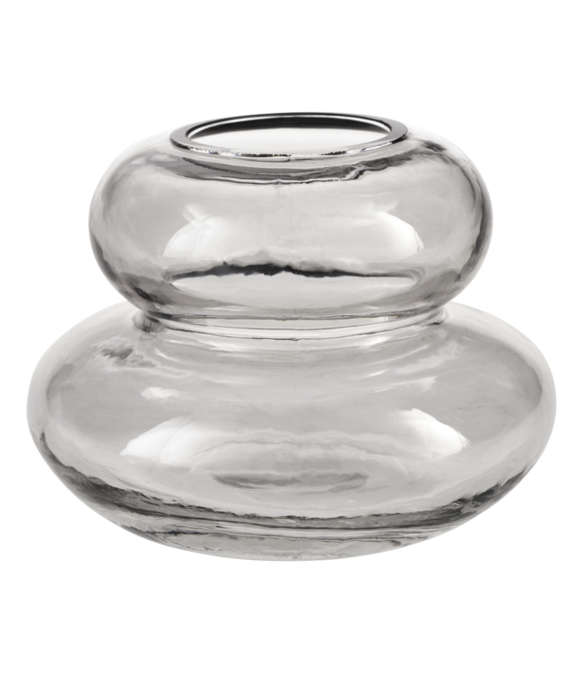 Eglo Living Vaas Shiwuxi – EGLO – Grijs transparant glas – 13,5 cm Ø – 10 cm hoog – Designobject