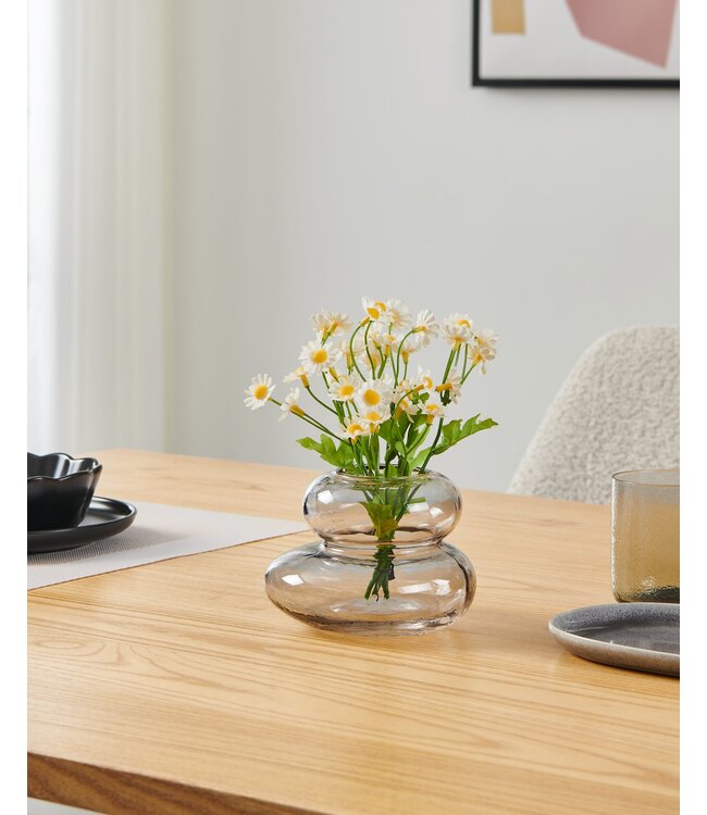 Eglo Living Vaas Shiwuxi – EGLO – Grijs transparant glas – 13,5 cm Ø – 10 cm hoog – Designobject