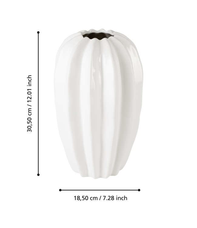 Eglo Living Vaas Egele Wit – EGLO – Keramiek – 30,5 cm hoog – Tijdloze sier- en bloemenvaas