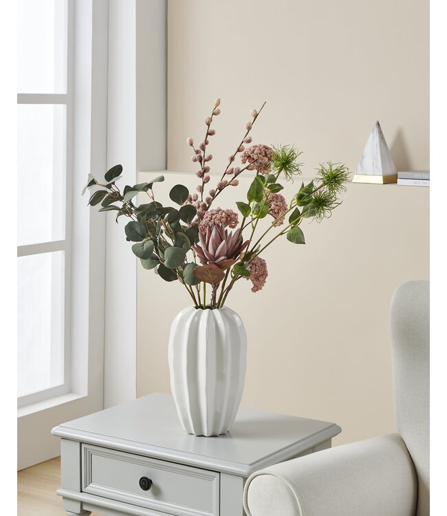 Eglo Living Vaas Egele Wit – EGLO – Keramiek – 30,5 cm hoog – Tijdloze sier- en bloemenvaas