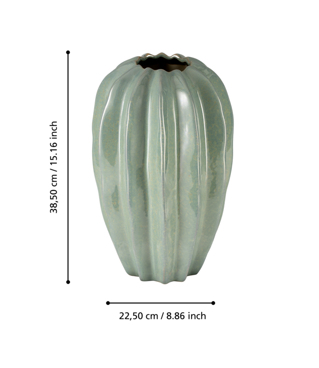 Eglo Living Vaas Egele Groen – EGLO – Keramiek – 38,5 cm hoog – Stijlvolle decoratieve vaas