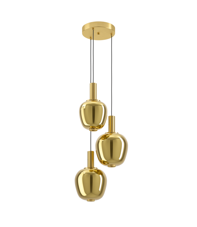 Eglo Hanglamp Fruitera – EGLO – 3-lichts – Geelkoper staal & goudkleurig glas – Ø45 cm